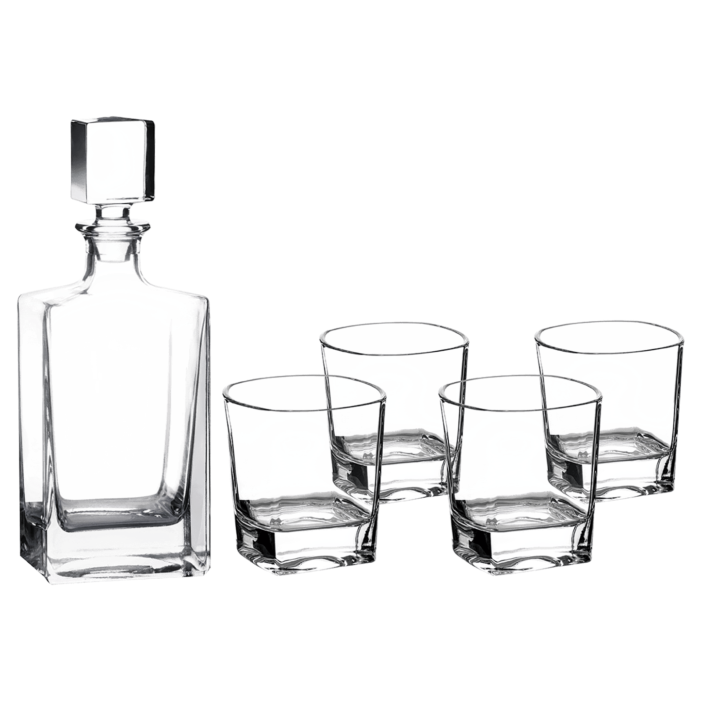 Rectangle Glass Decanter Set with Four 8 oz. Glasses