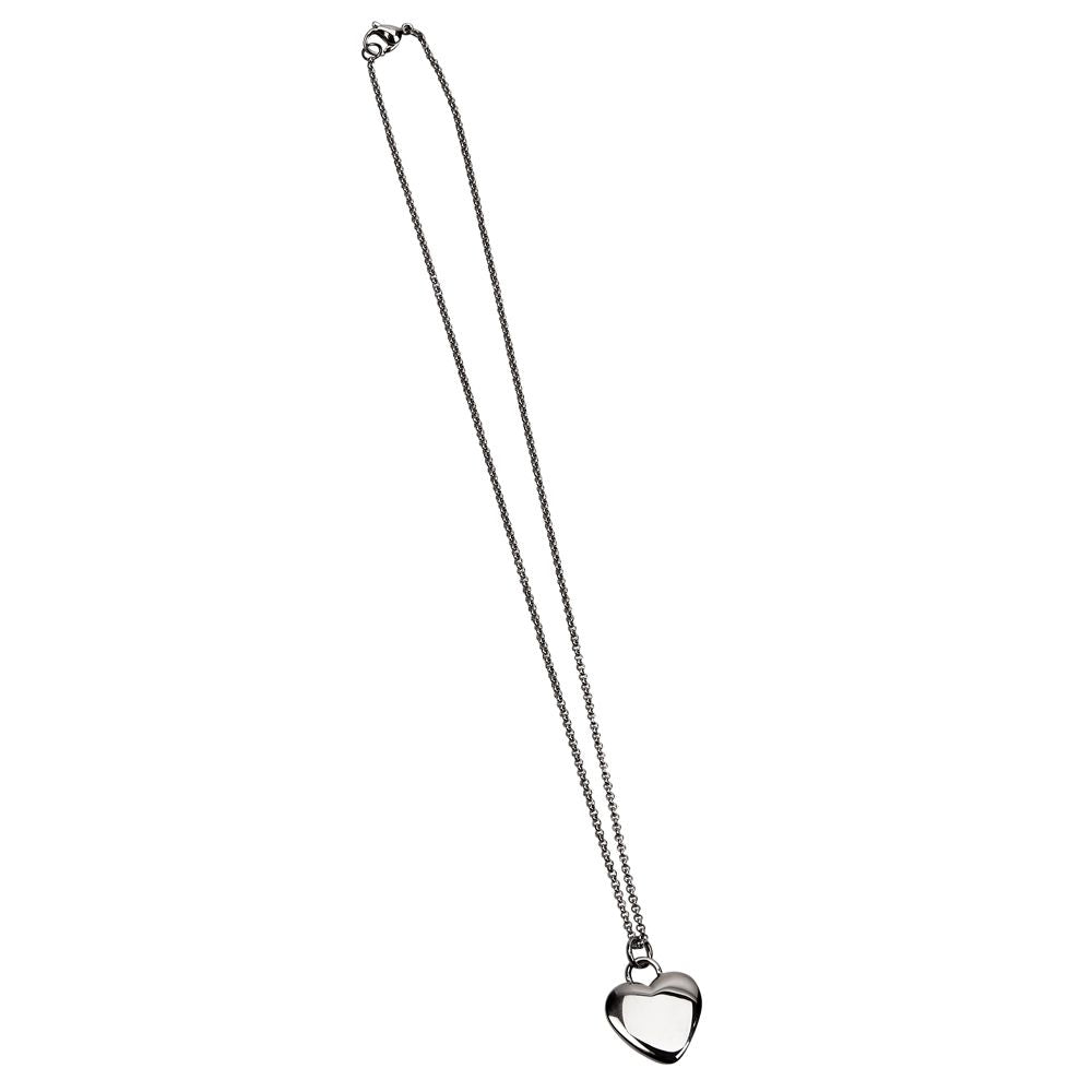 Stainless Steel Puffed Heart Necklace