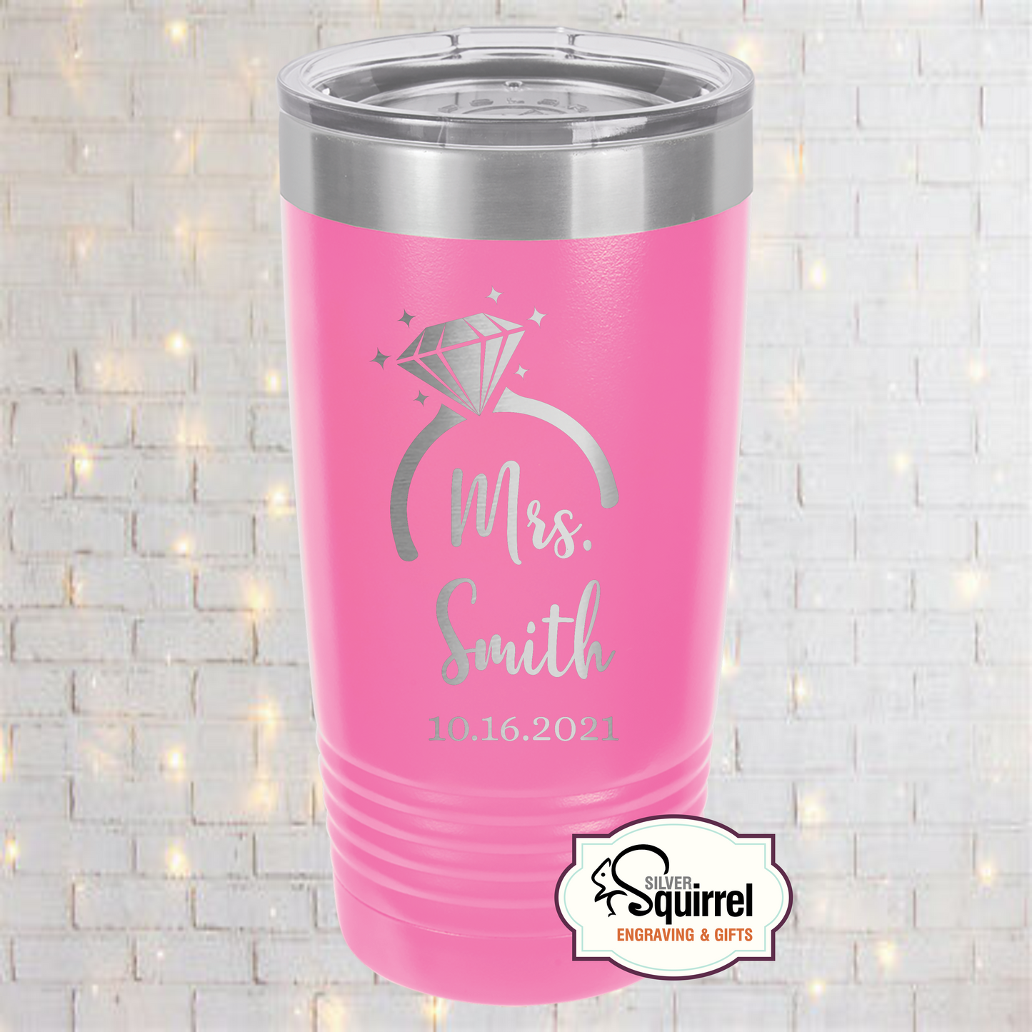 Insulated Tumbler {Mrs. Diamond Ring w/Name}