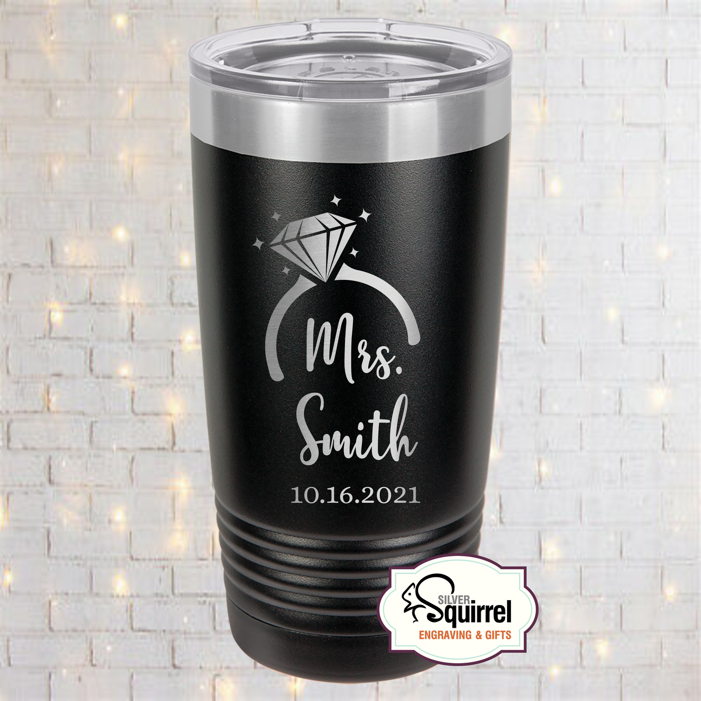 Insulated Tumbler {Mrs. Diamond Ring w/Name}