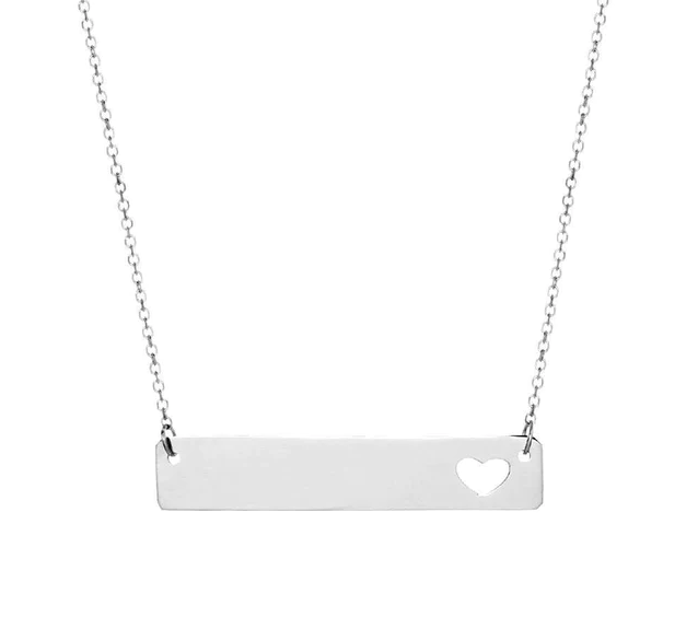 Personalized Bar Heart Necklace