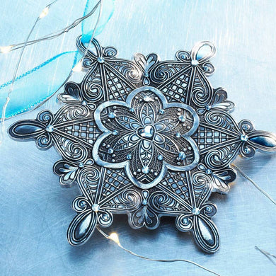 Snow Crystal Love Ornament - Aluminum