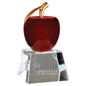 6" Red Crystal Apple with Clear Base