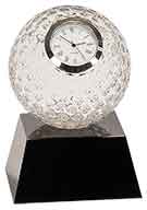 5" Clear Crystal Golf Ball Clock with Black Pedestal Base