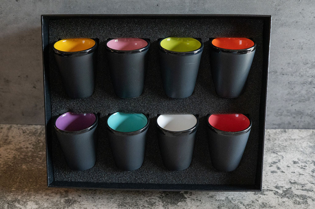 Ceramic Matte Black Shot Glass with Colorful Interior {SET}