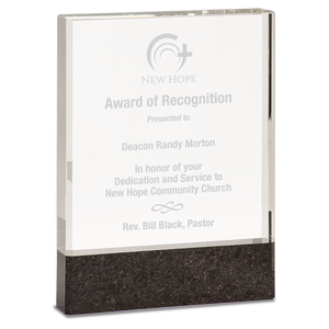 6" x 8" Clear Fusion Crystal Award with Genuine Black Marble
