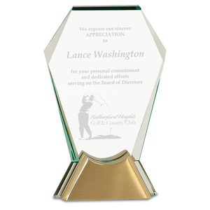 7 1/2" Gemstone Jewel Glass Award with Gold Metal Base