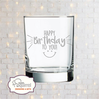 Double Old Fashioned Glass {Happy Birthday Smile}