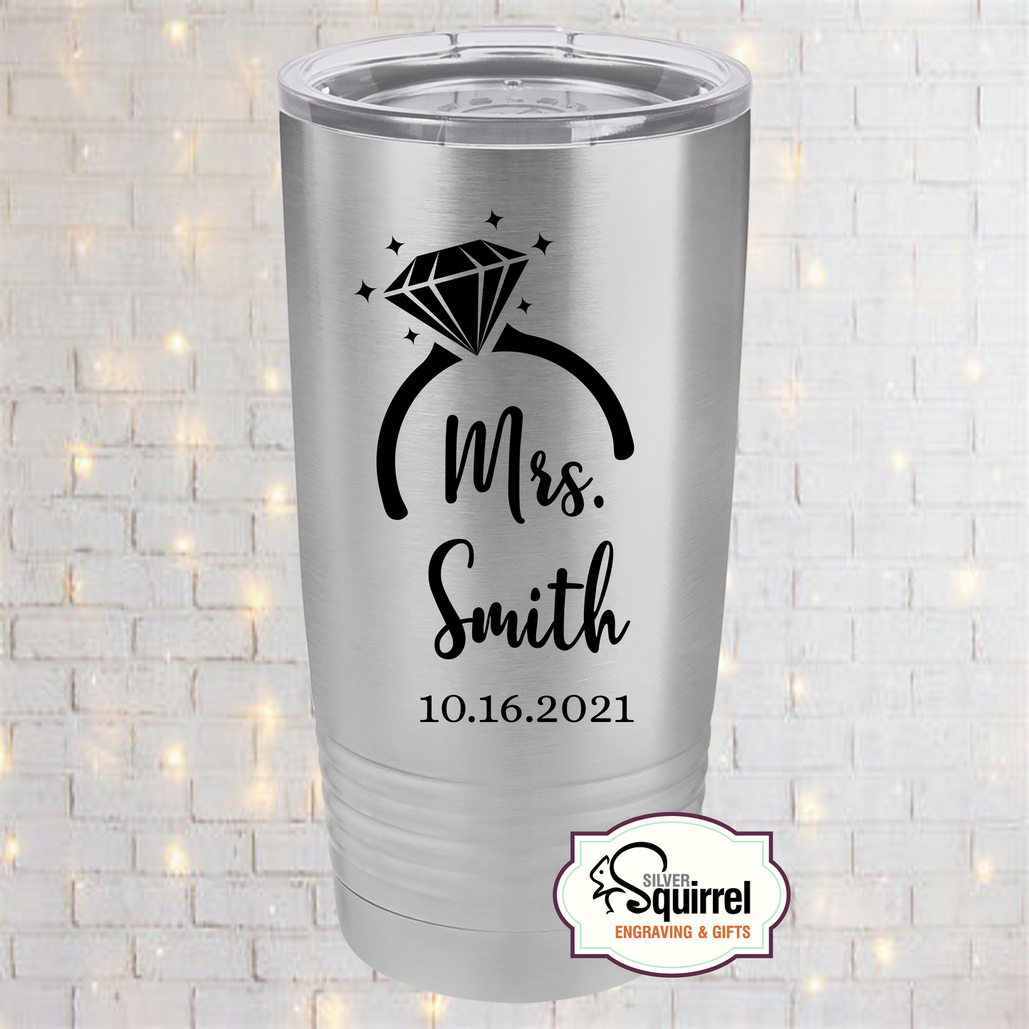 Insulated Tumbler {Mrs. Diamond Ring w/Name}