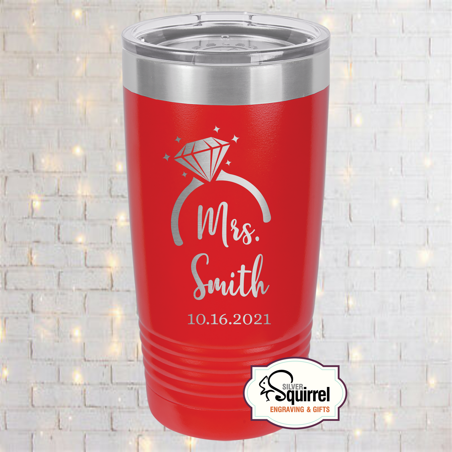 Insulated Tumbler {Mrs. Diamond Ring w/Name}