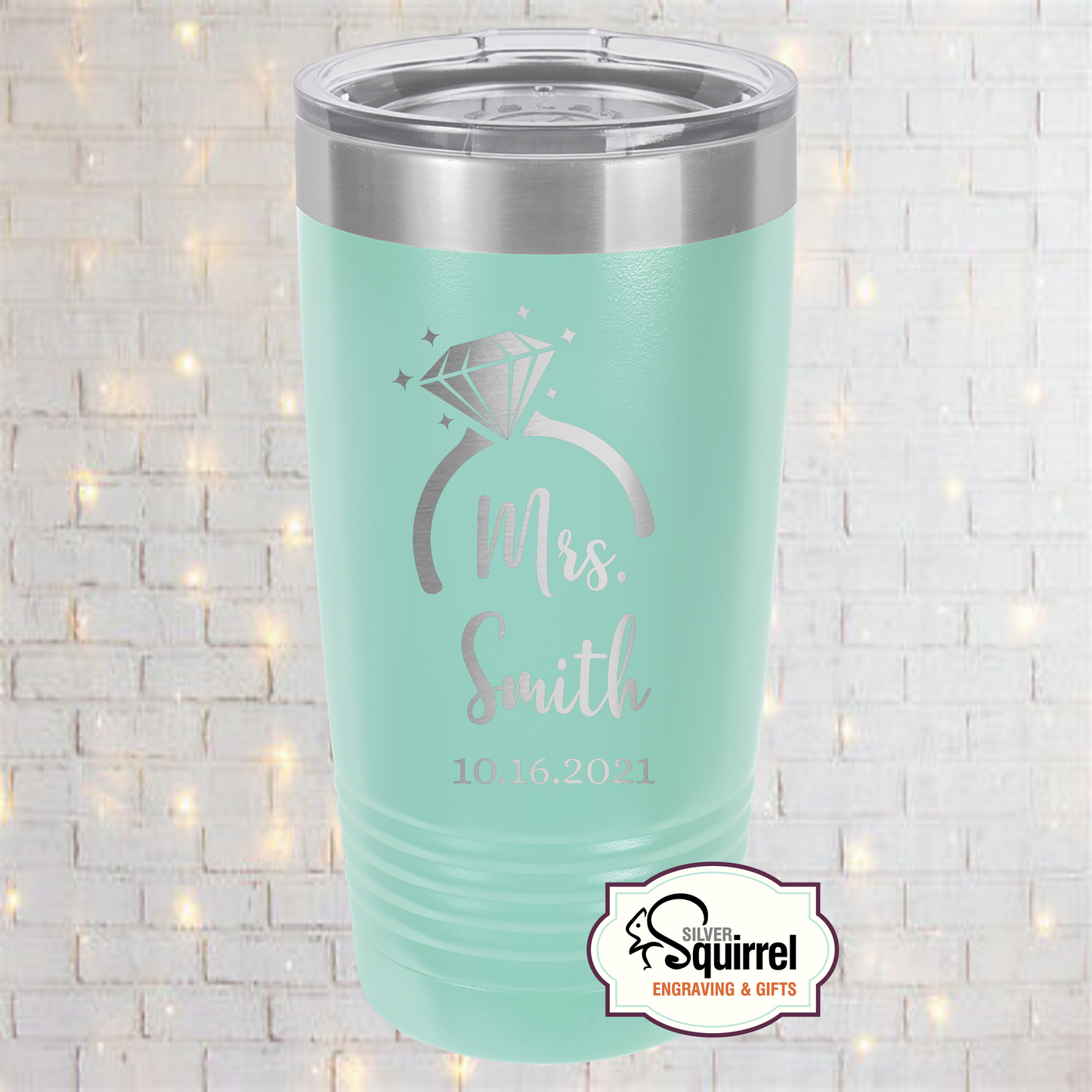 Insulated Tumbler {Mrs. Diamond Ring w/Name}