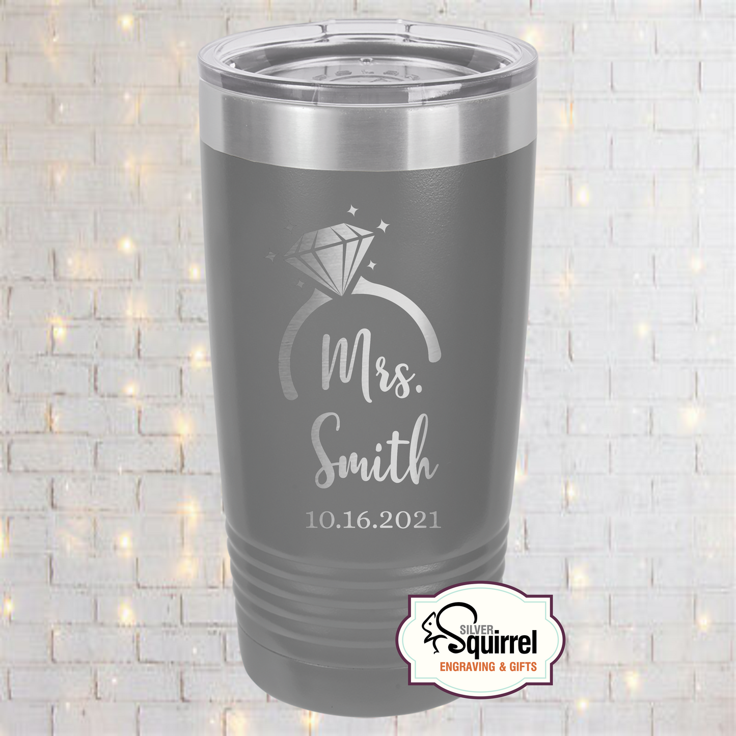 Insulated Tumbler {Mrs. Diamond Ring w/Name}