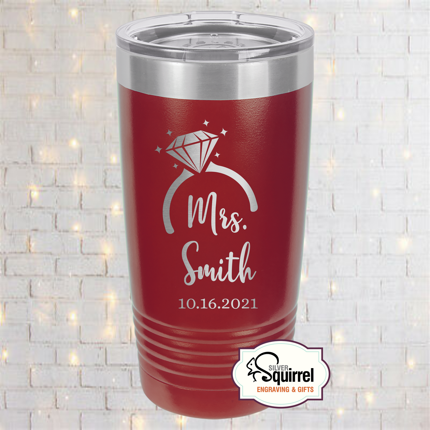 Insulated Tumbler {Mrs. Diamond Ring w/Name}