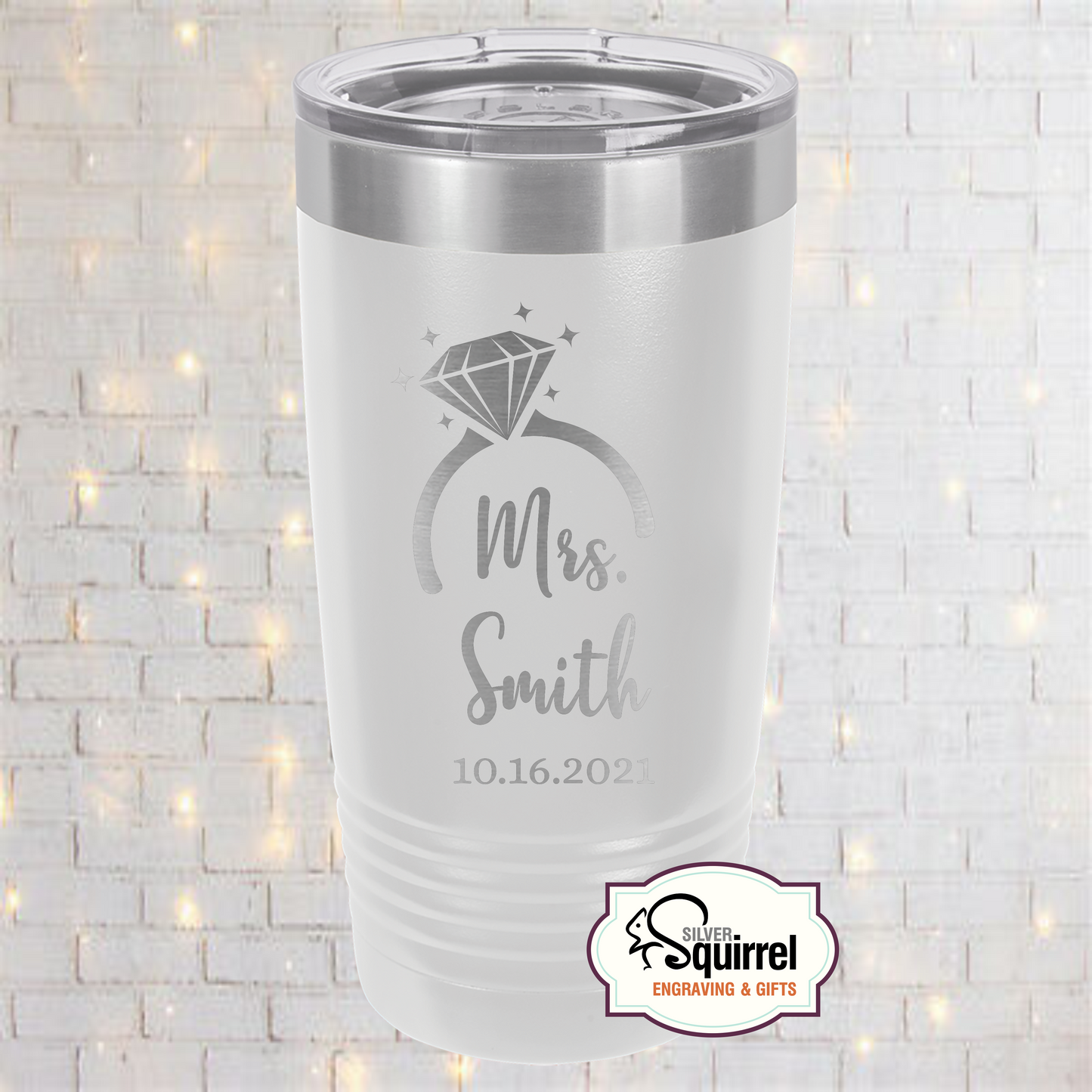 Insulated Tumbler {Mrs. Diamond Ring w/Name}