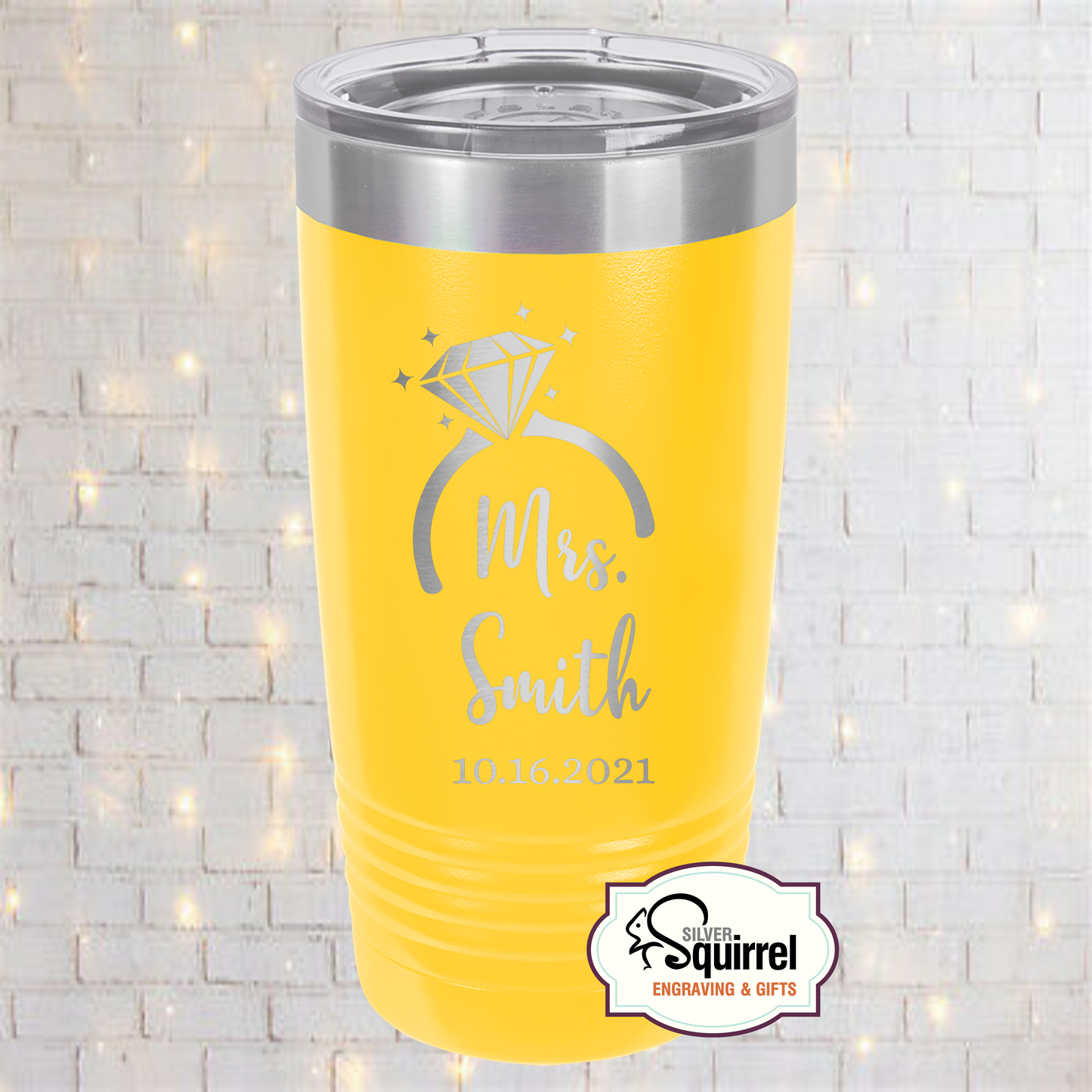 Insulated Tumbler {Mrs. Diamond Ring w/Name}