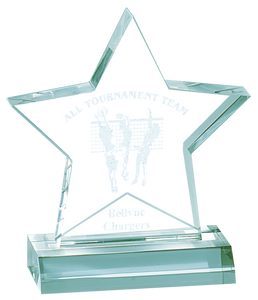 5" x 5" Jade Star Acrylic Award with 4" Base
