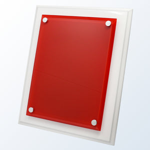 White Wood Plaque- Red Acrylic Plate