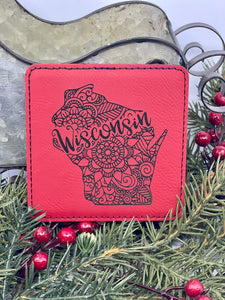 Square Leatherette Coaster {Wisconsin Mandala}