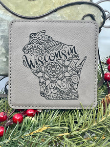 Square Leatherette Coaster {Wisconsin Mandala}