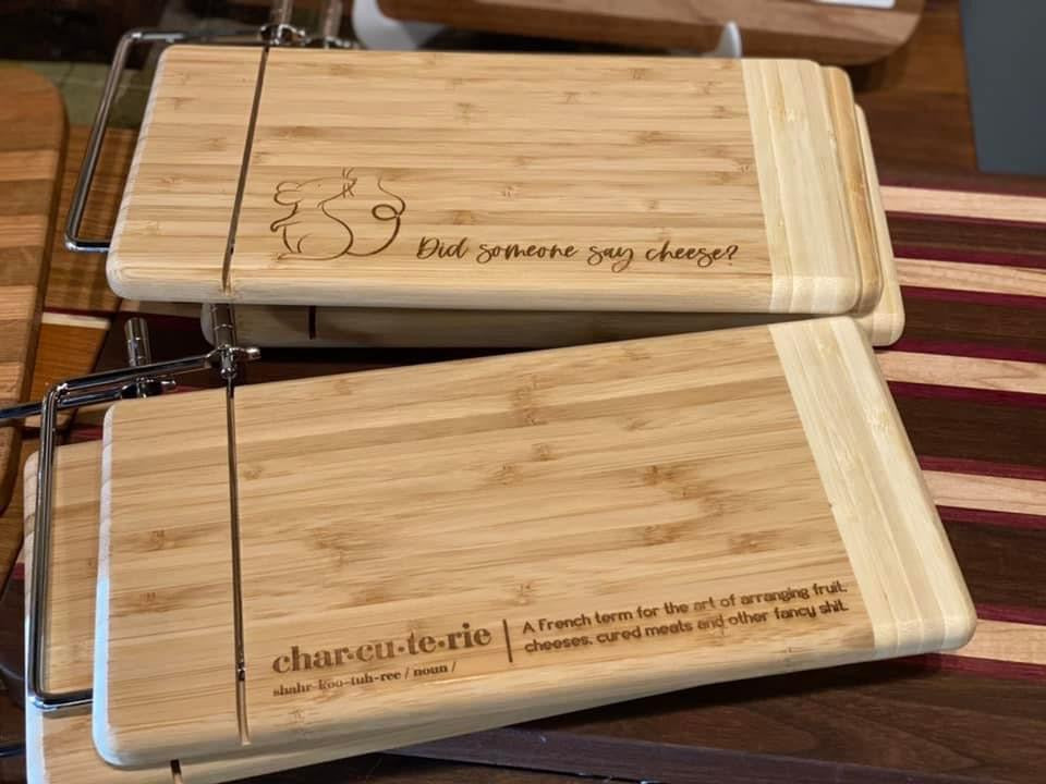 Bamboo Cutting Board with Metal Cheese Cutter {Did someone say cheese?}